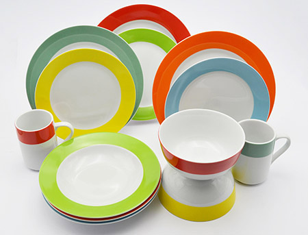 Teller flach 24cm COLORATA, gelber Rand