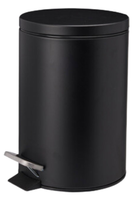 Kosmetik-Treteimer schwarz, 3L, Metallgehäuse