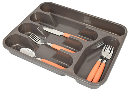 Besteckkasten braun, 5 Fächer
