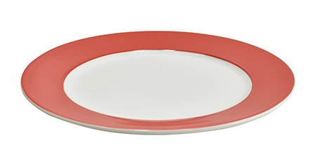 Teller flach Ø 21cm rot, mit Fahne