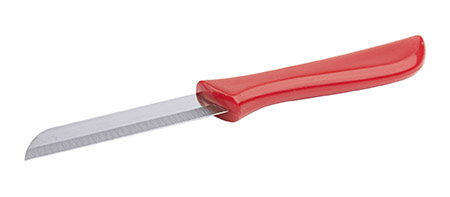Küchenmesser glatt, roter Kunststoffgriff