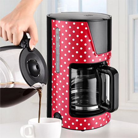 Kaffeemaschine rot/weiße Punkte, 1,5 L, 1000W