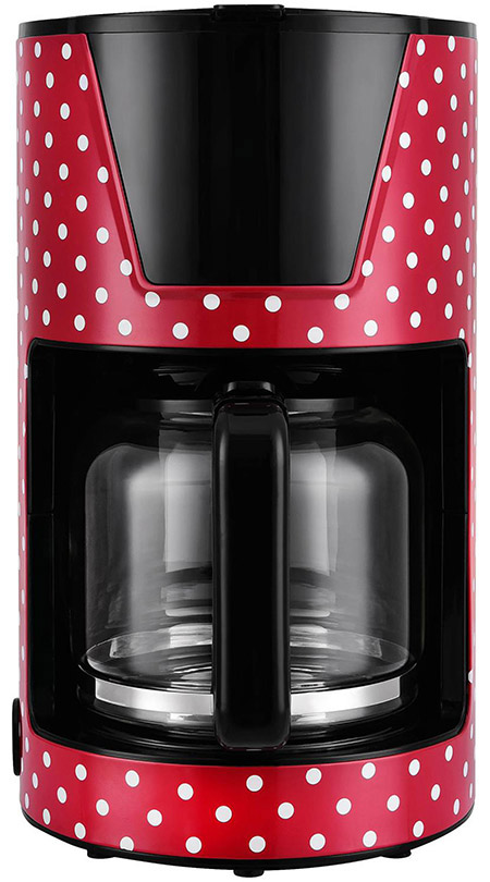 Kaffeemaschine rot/weiße Punkte, 1,5 L, 1000W