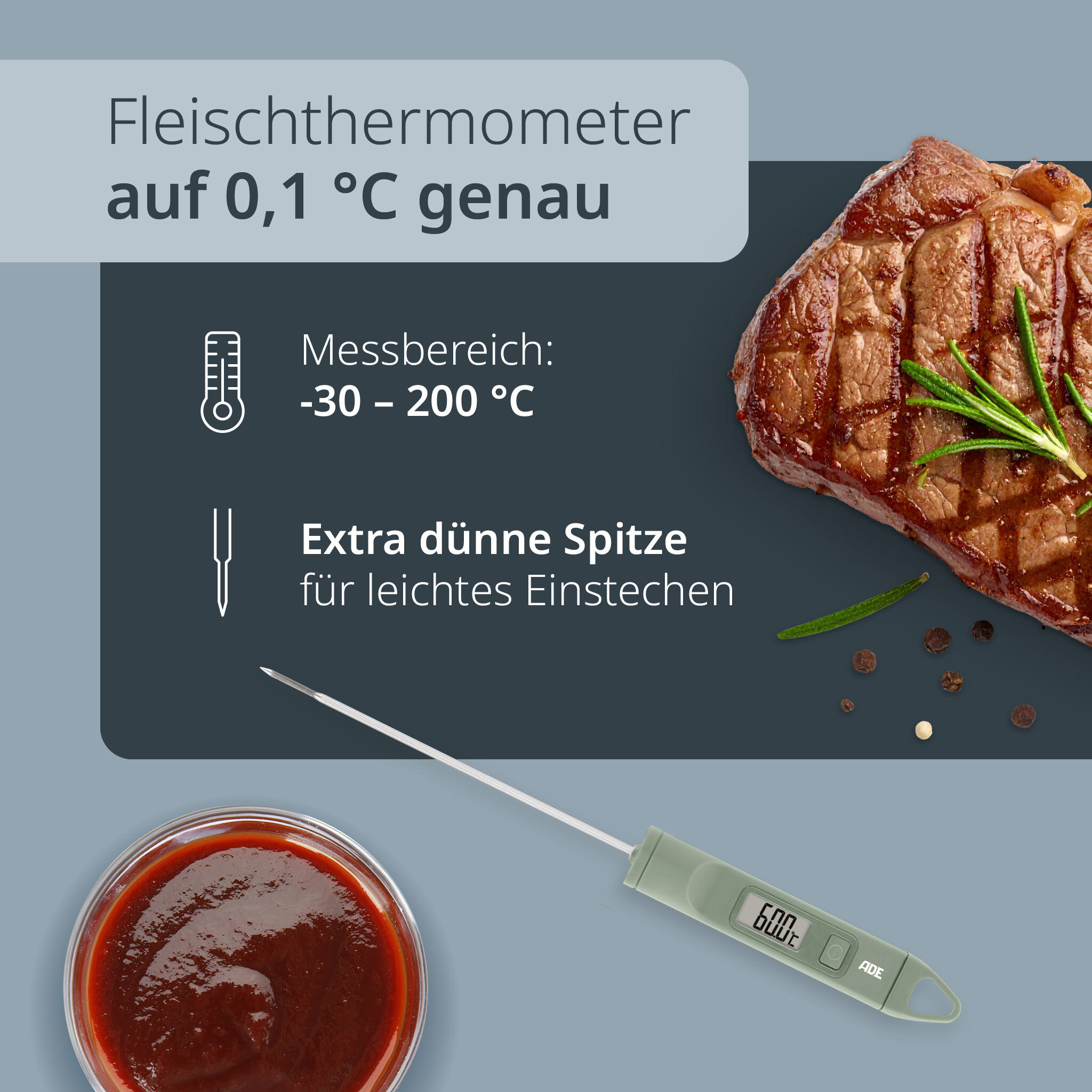 Digitales Küchenthermometer salbei -30°C b.+200°C