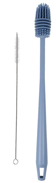 Bürstenset mit Silikon-Flaschenbürste 32cm, blau